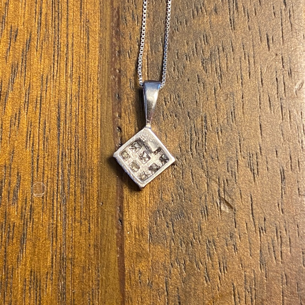 Diamond Necklace - 1/2 CTW, 9 Stone Pendant - Picture 4 of 7